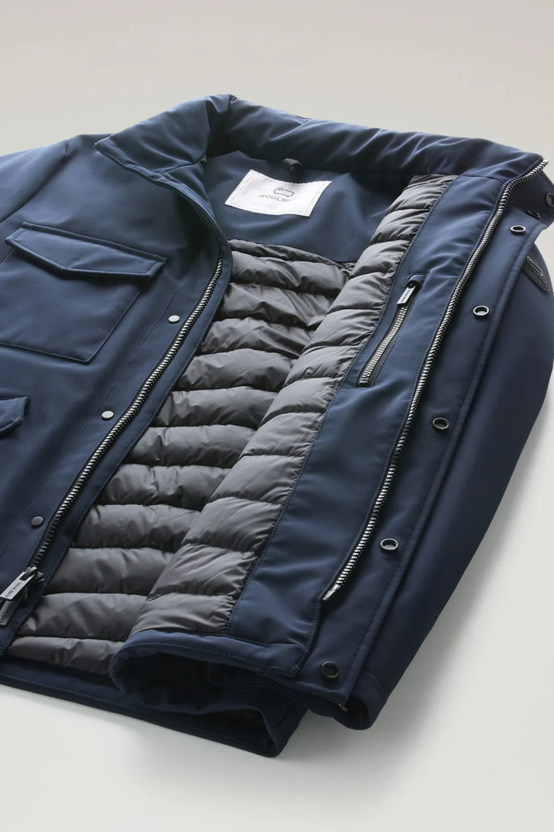 Impermeabili|Giacche>Woolrich Giacca Field In Tech Softshell Melton Blue