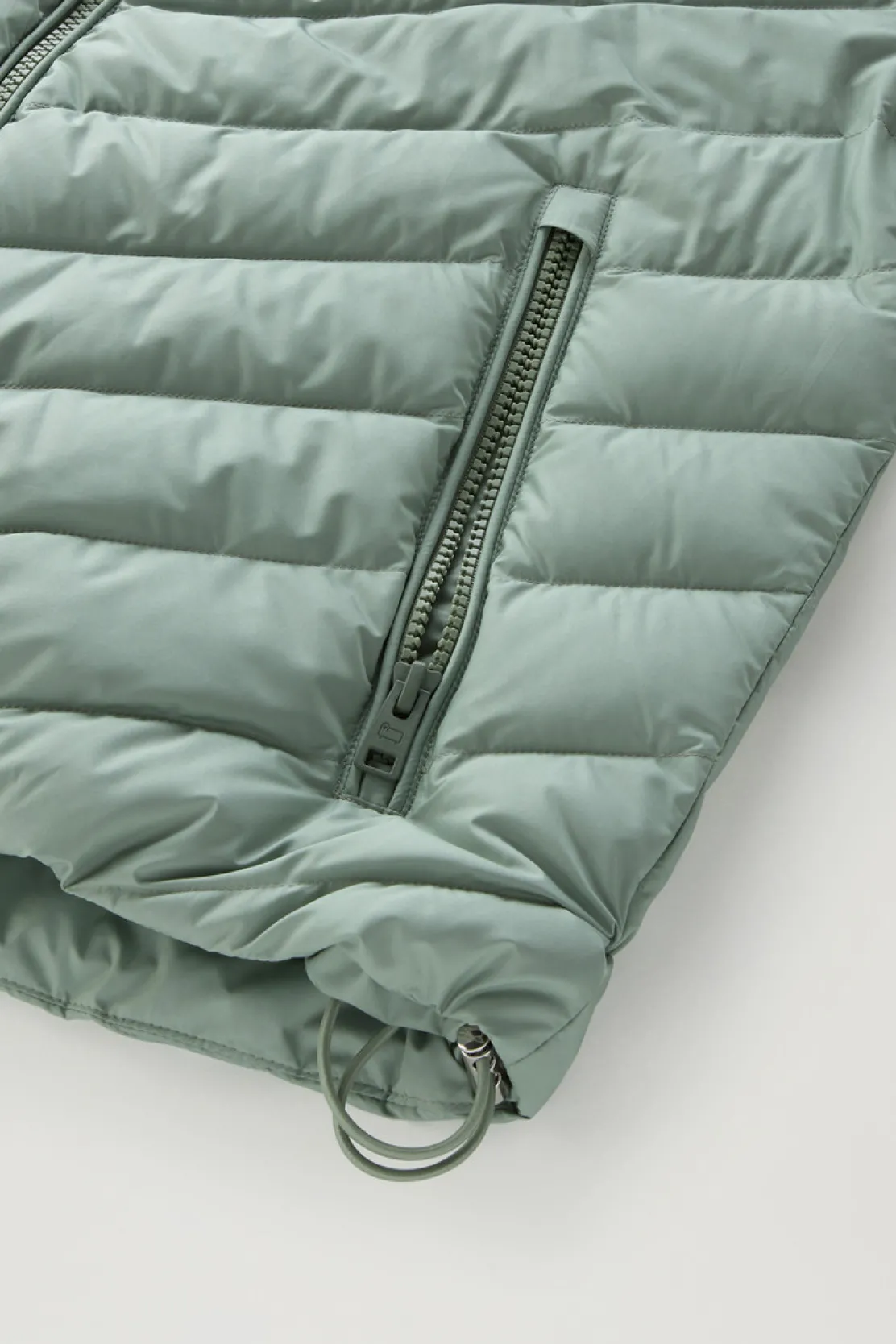 Piumini leggeri>Woolrich Giacca In Microfibra Con Trapuntatura Chevron E Cappuccio Sage
