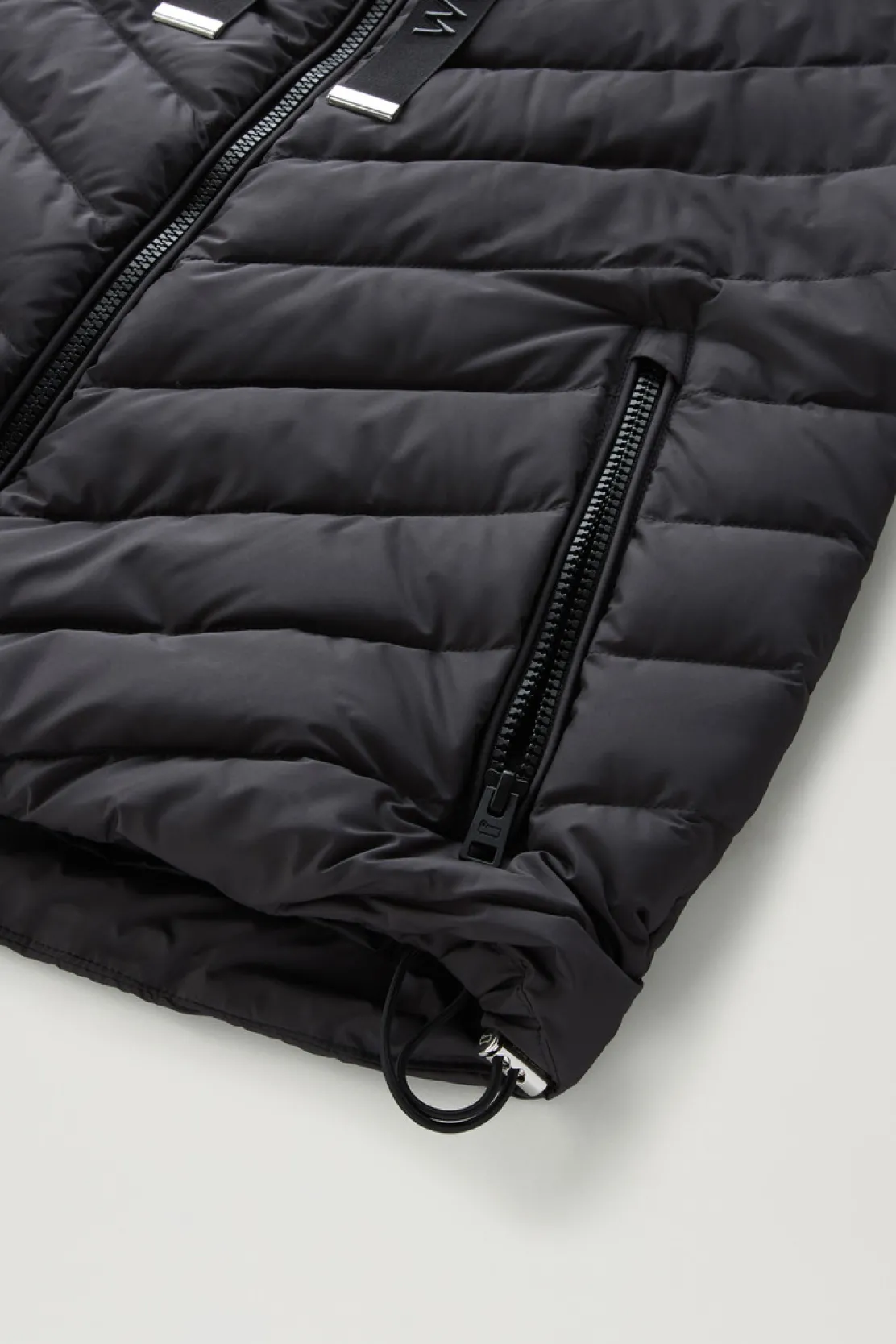 Piumini leggeri>Woolrich Giacca In Microfibra Con Trapuntatura Chevron E Cappuccio Black