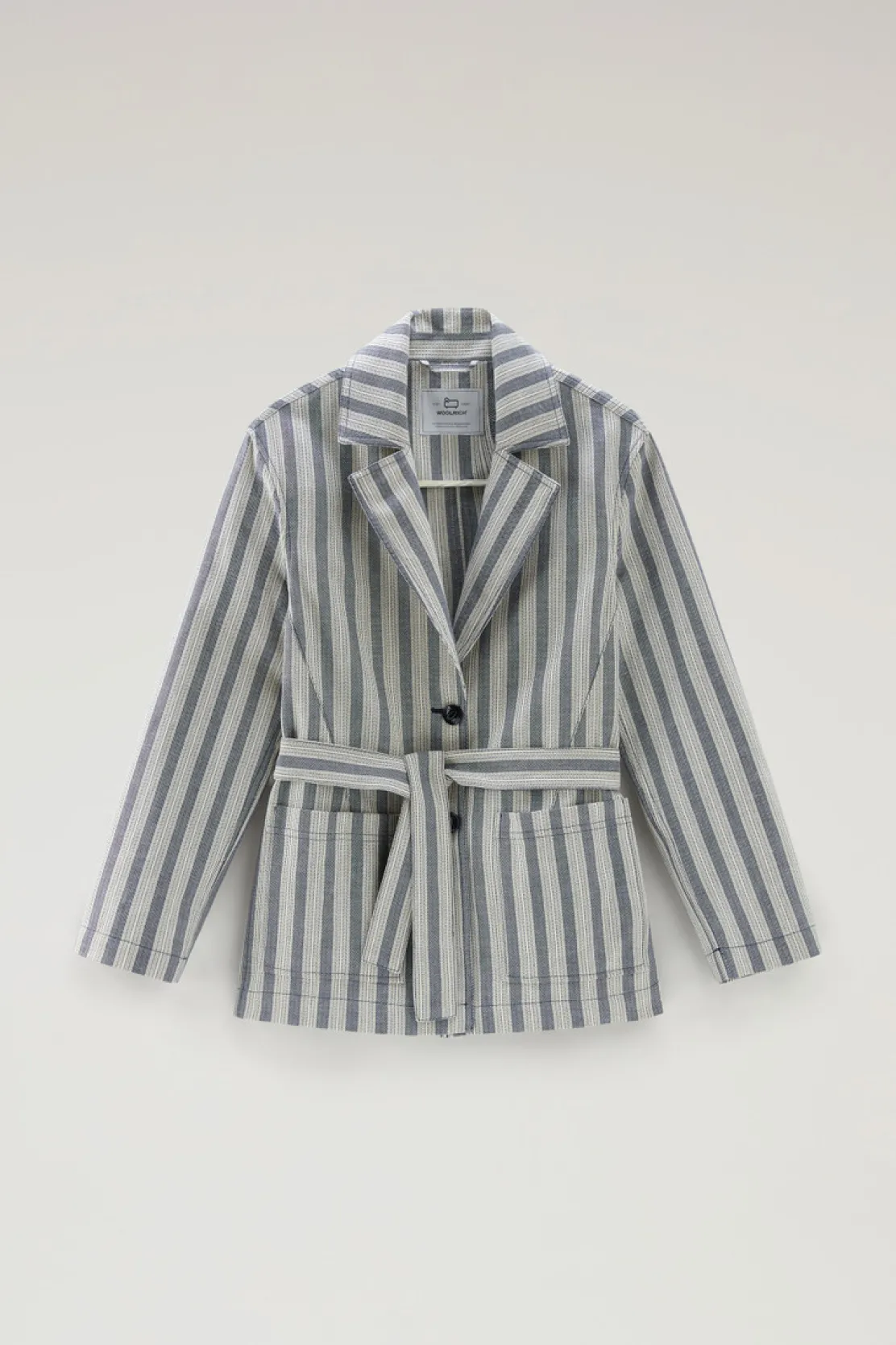 Camicie e giacche a camicia>Woolrich Giacca Marine In Cotone E Lino Melton Blue Stripe