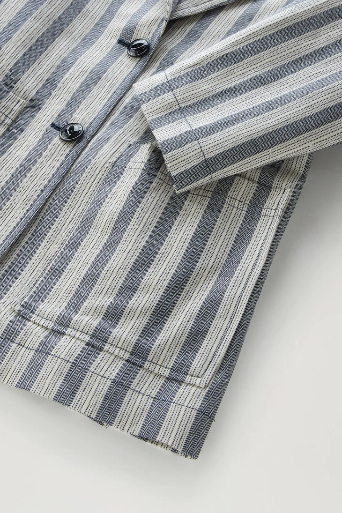 Camicie e giacche a camicia>Woolrich Giacca Marine In Cotone E Lino Melton Blue Stripe
