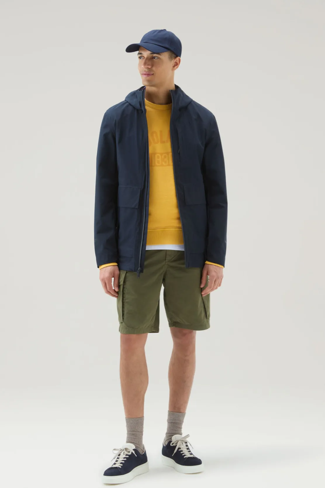 Giacche>Woolrich Giacca Mountain In WINDSTOPPER GORE-TEX Melton Blue