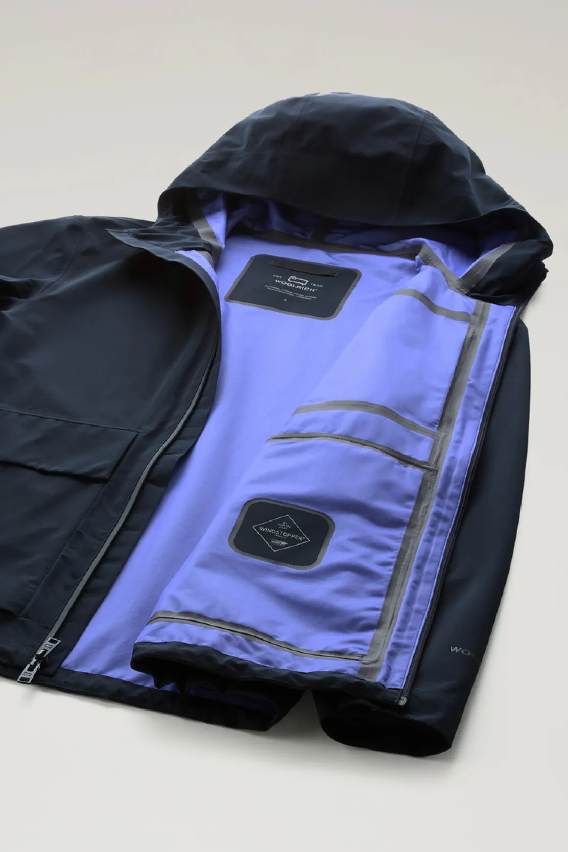 Giacche>Woolrich Giacca Mountain In WINDSTOPPER GORE-TEX Melton Blue