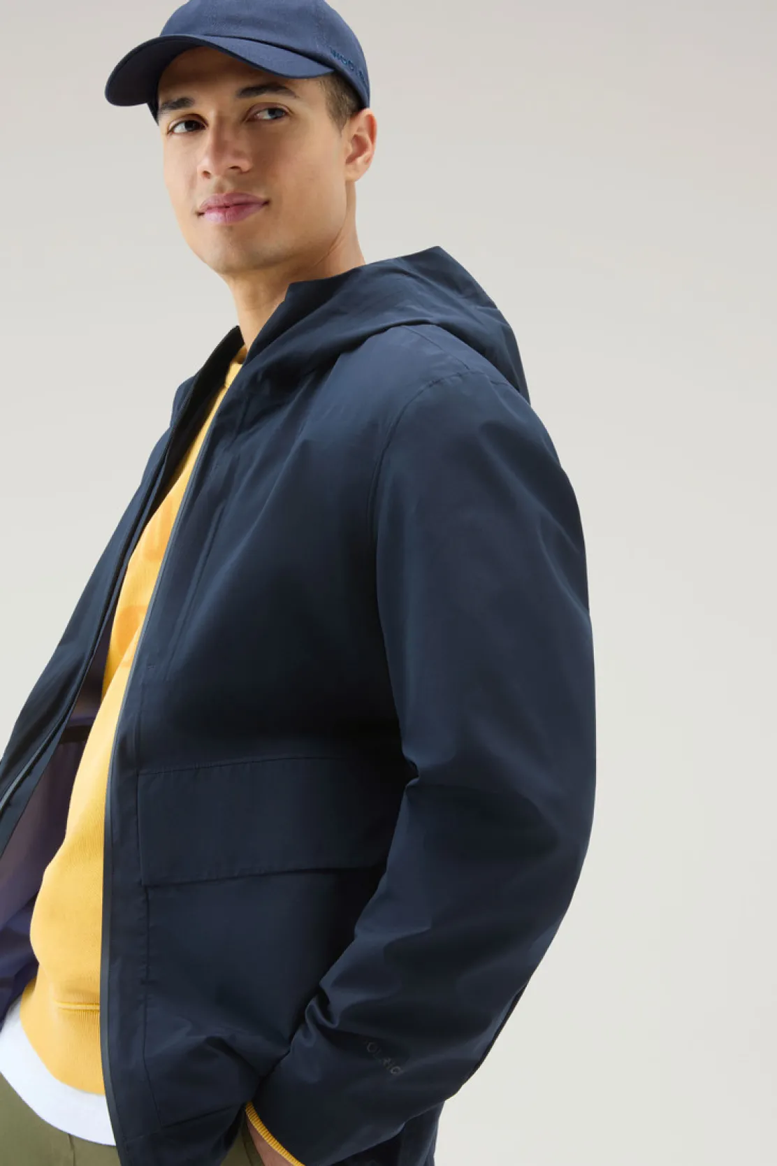Giacche>Woolrich Giacca Mountain In WINDSTOPPER GORE-TEX Melton Blue