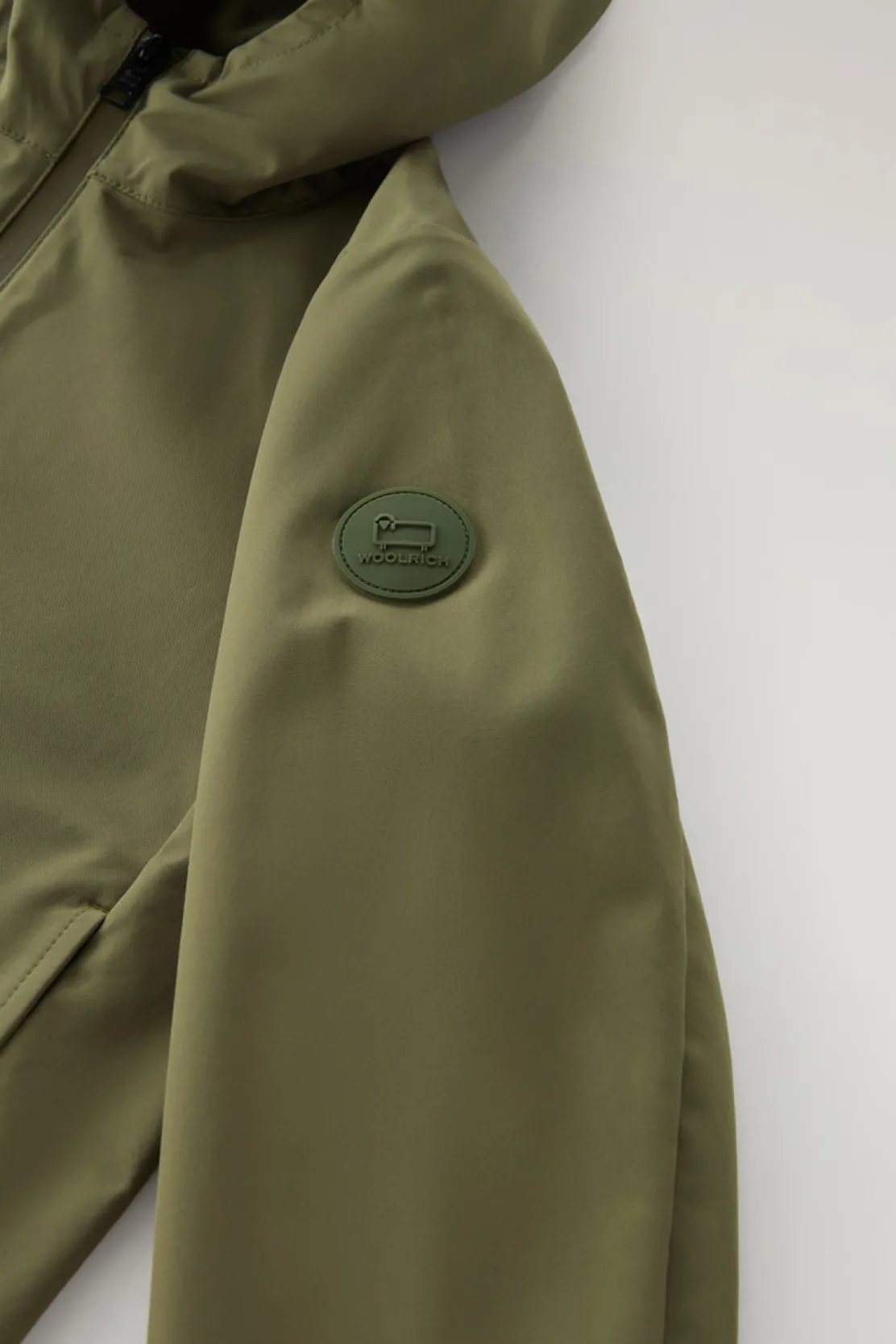 Giacche>Woolrich Giacca Pacific Da Bambino Con Cappuccio Lake Olive