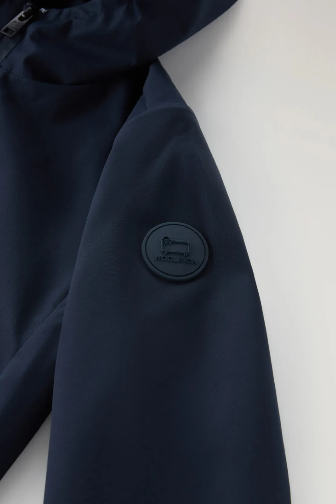 Giacche>Woolrich Giacca Pacific Da Bambino Con Cappuccio Melton Blue