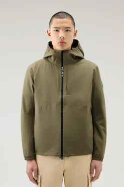 Impermeabili|Giacche>Woolrich Giacca Pacific Impermeabile Con Cappuccio Lake Olive