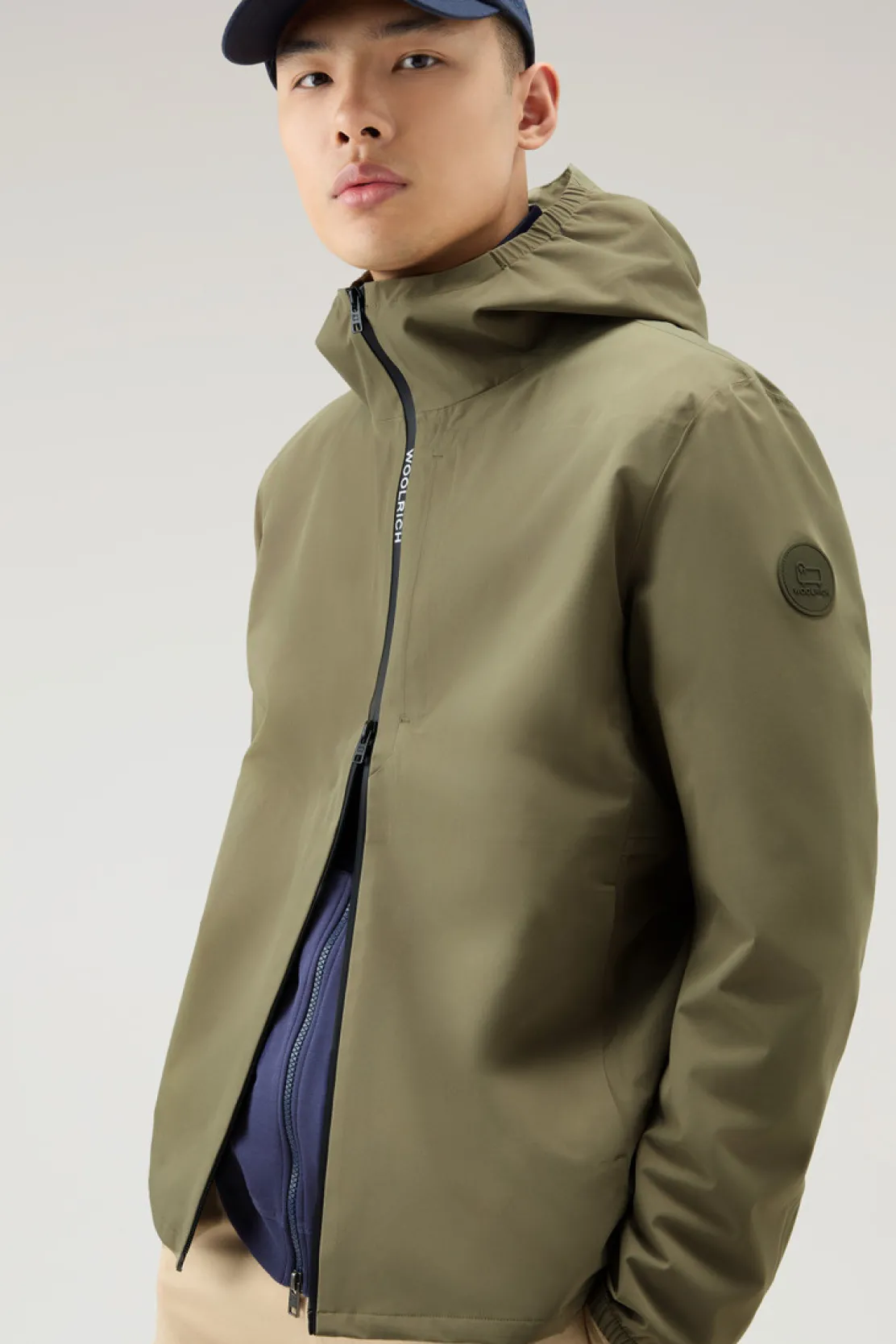 Impermeabili|Giacche>Woolrich Giacca Pacific Impermeabile Con Cappuccio Lake Olive