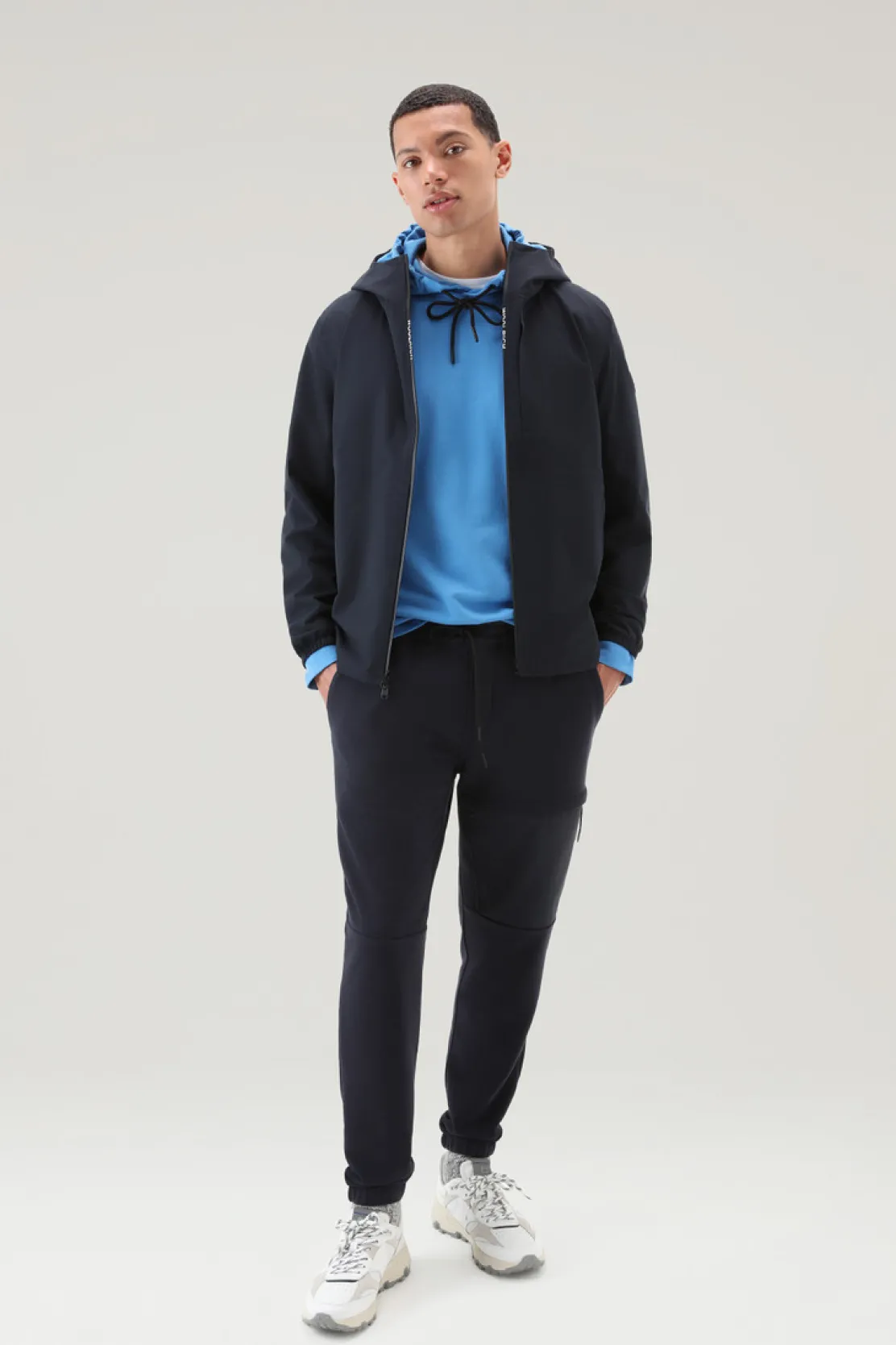 Impermeabili|Giacche>Woolrich Giacca Pacific Impermeabile Con Cappuccio Melton Blue