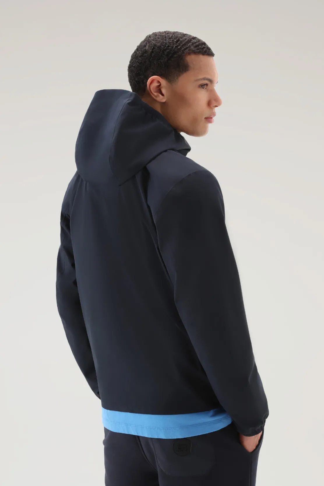 Impermeabili|Giacche>Woolrich Giacca Pacific Impermeabile Con Cappuccio Melton Blue