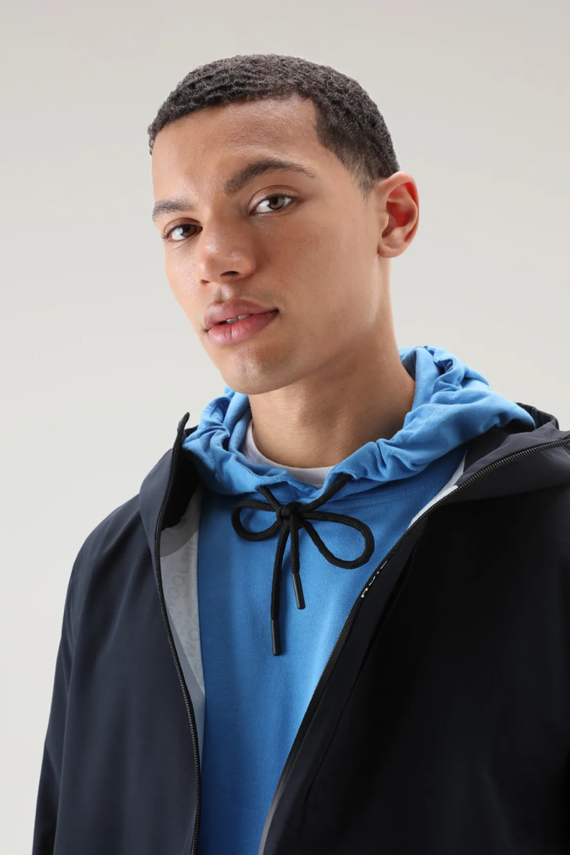 Impermeabili|Giacche>Woolrich Giacca Pacific Impermeabile Con Cappuccio Melton Blue