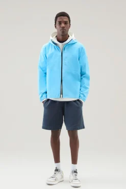 Impermeabili|Giacche>Woolrich Giacca Pacific Impermeabile Con Cappuccio Alaskan Blue