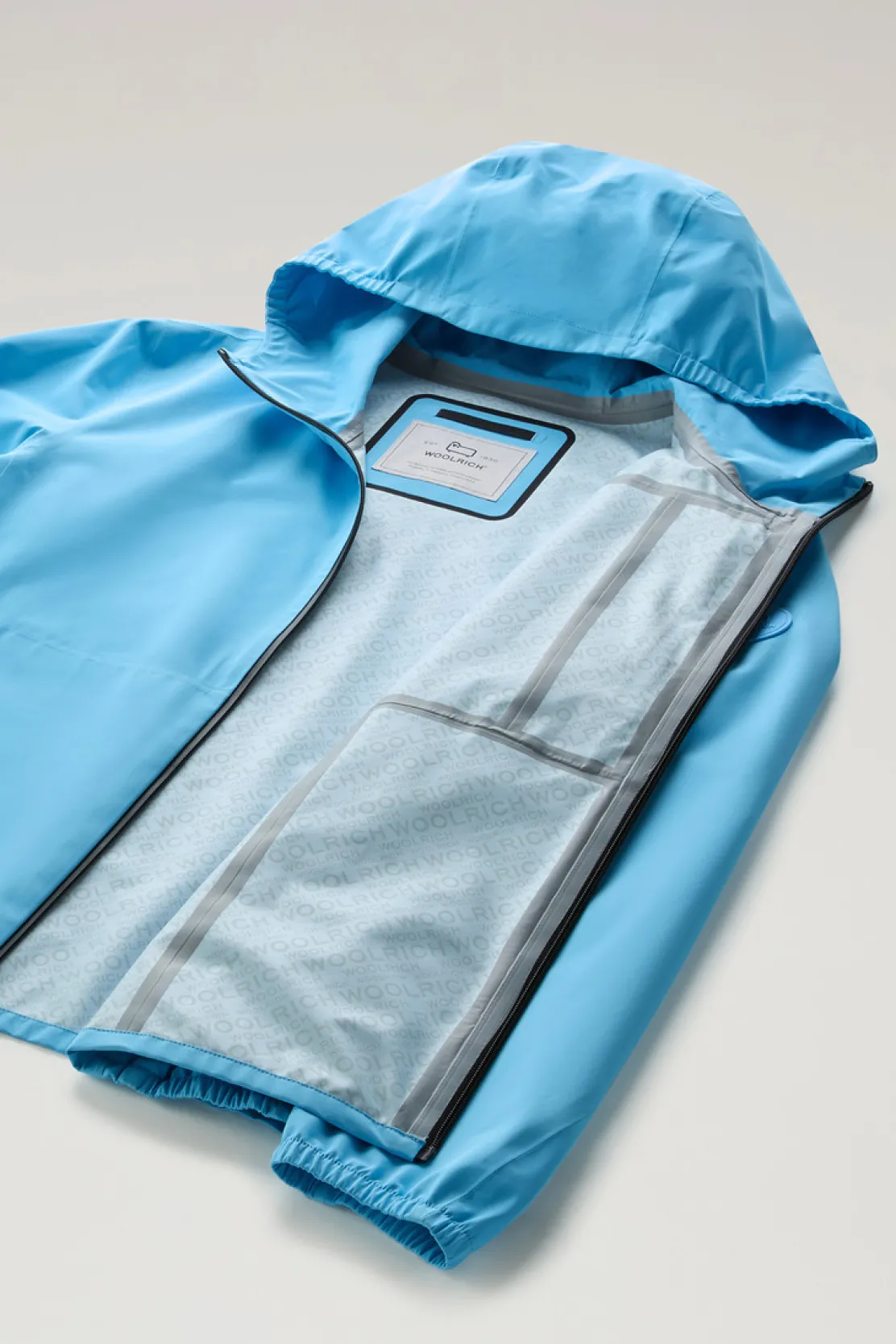Impermeabili|Giacche>Woolrich Giacca Pacific Impermeabile Con Cappuccio Alaskan Blue