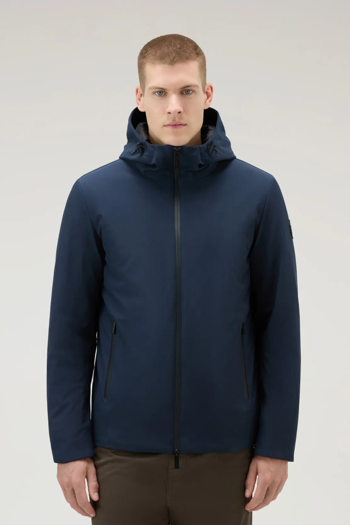 Giacche|Impermeabili>Woolrich Giacca Pacific In Tech Softshell Melton Blue