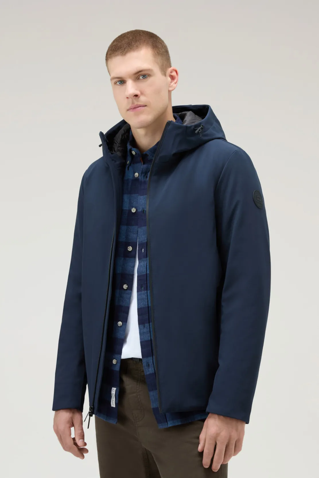 Giacche|Impermeabili>Woolrich Giacca Pacific In Tech Softshell Melton Blue