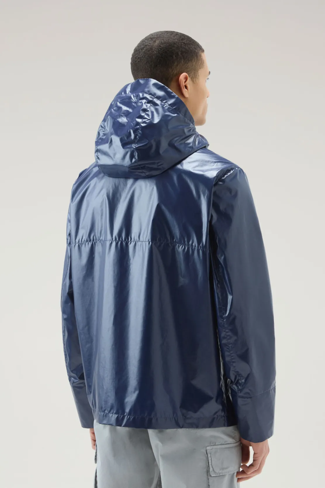 Giacche>Woolrich Giacca Resine In Tessuto Ripstop Con Cappuccio Royal Navy