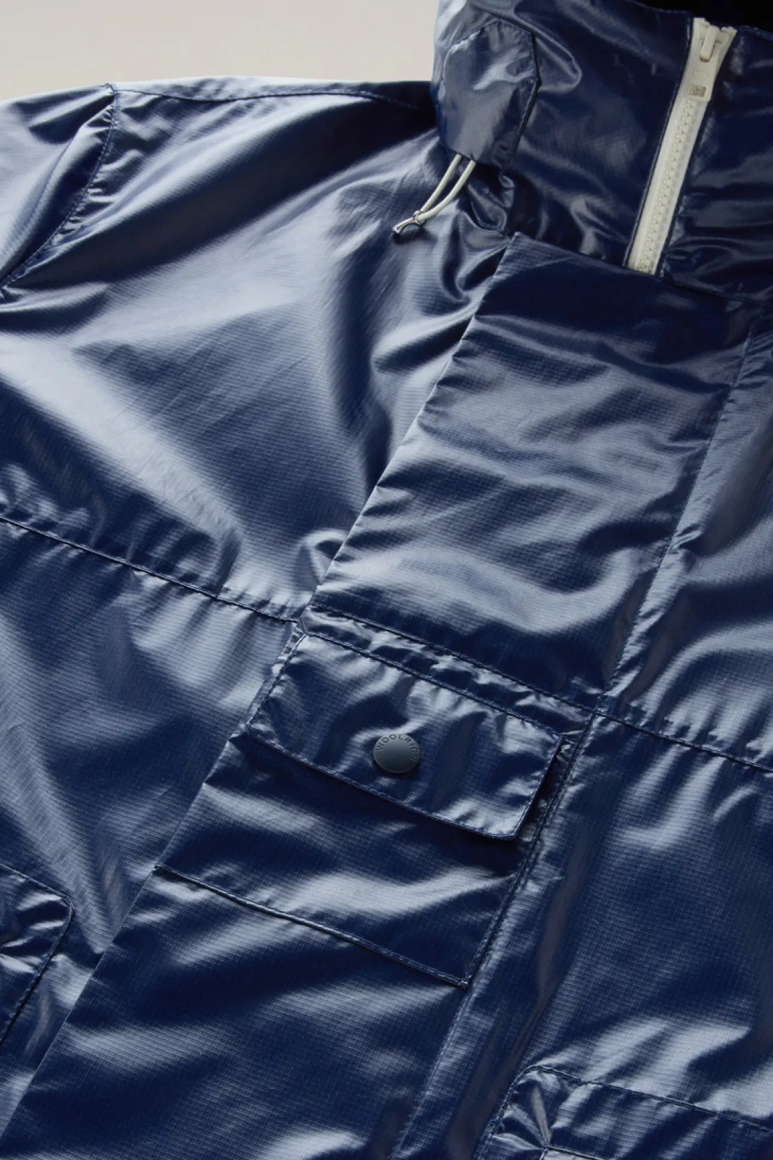 Giacche>Woolrich Giacca Resine In Tessuto Ripstop Con Cappuccio Royal Navy