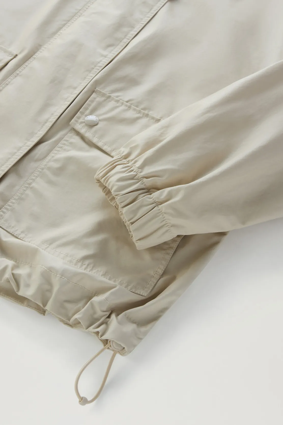 Giacche>Woolrich Giacca Waxed In Misto Cotone E Nylon Con Cappuccio Light Oak