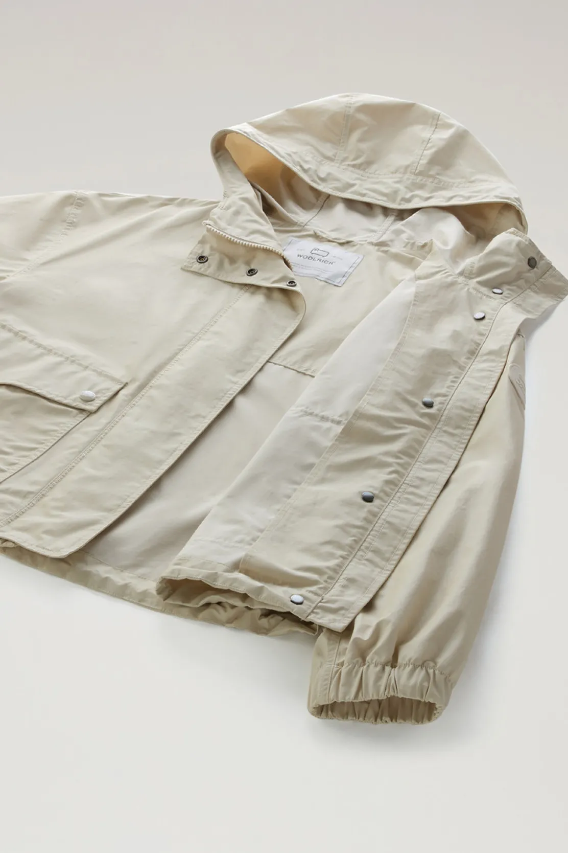 Giacche>Woolrich Giacca Waxed In Misto Cotone E Nylon Con Cappuccio Light Oak