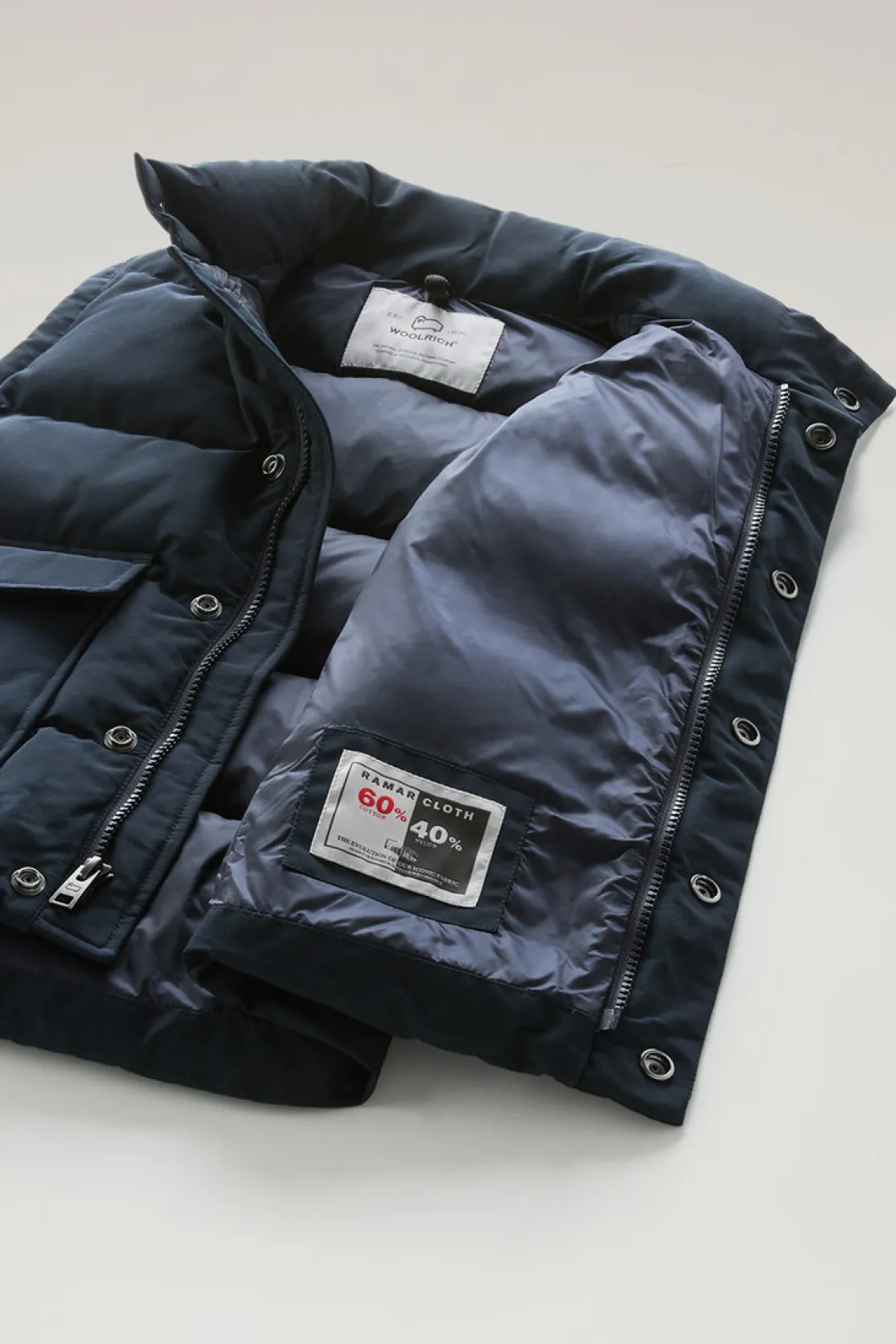 Giacche>Woolrich Gilet Aleutian In Ramar Cloth Trapuntato Da Bambino Melton Blue
