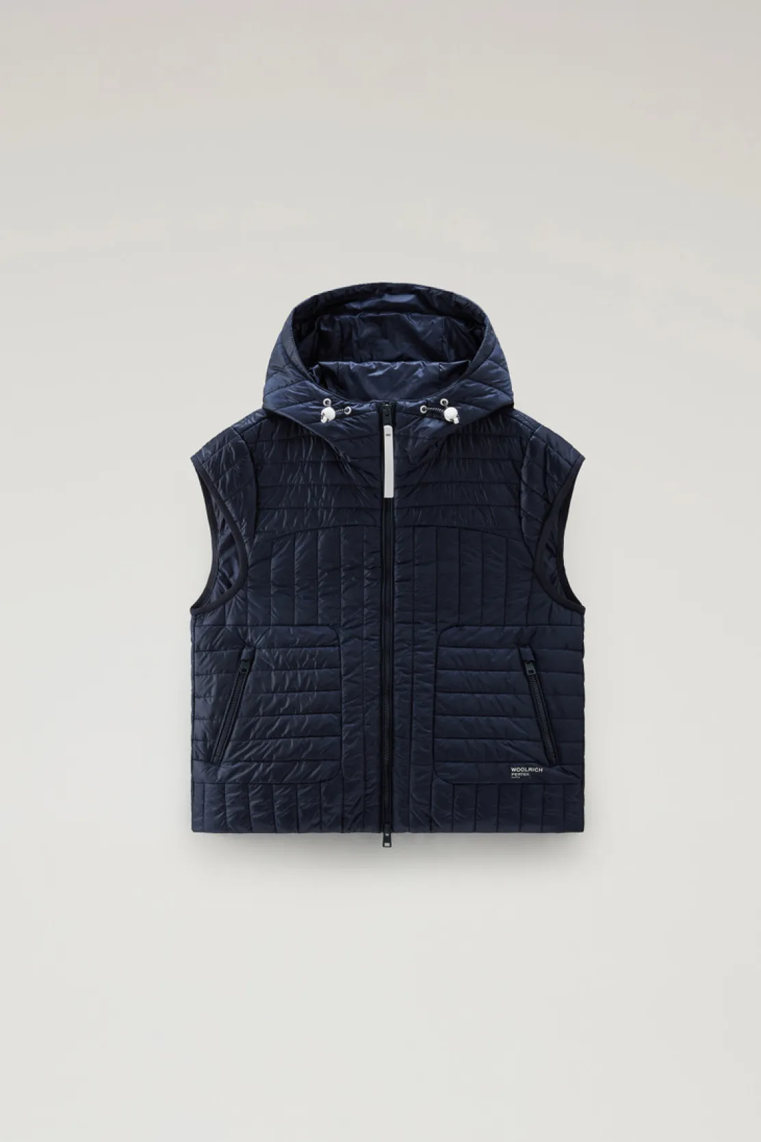 Gilet>Woolrich Gilet Trapuntato In Pertex Quantum Riciclato Con Cappuccio Melton Blue
