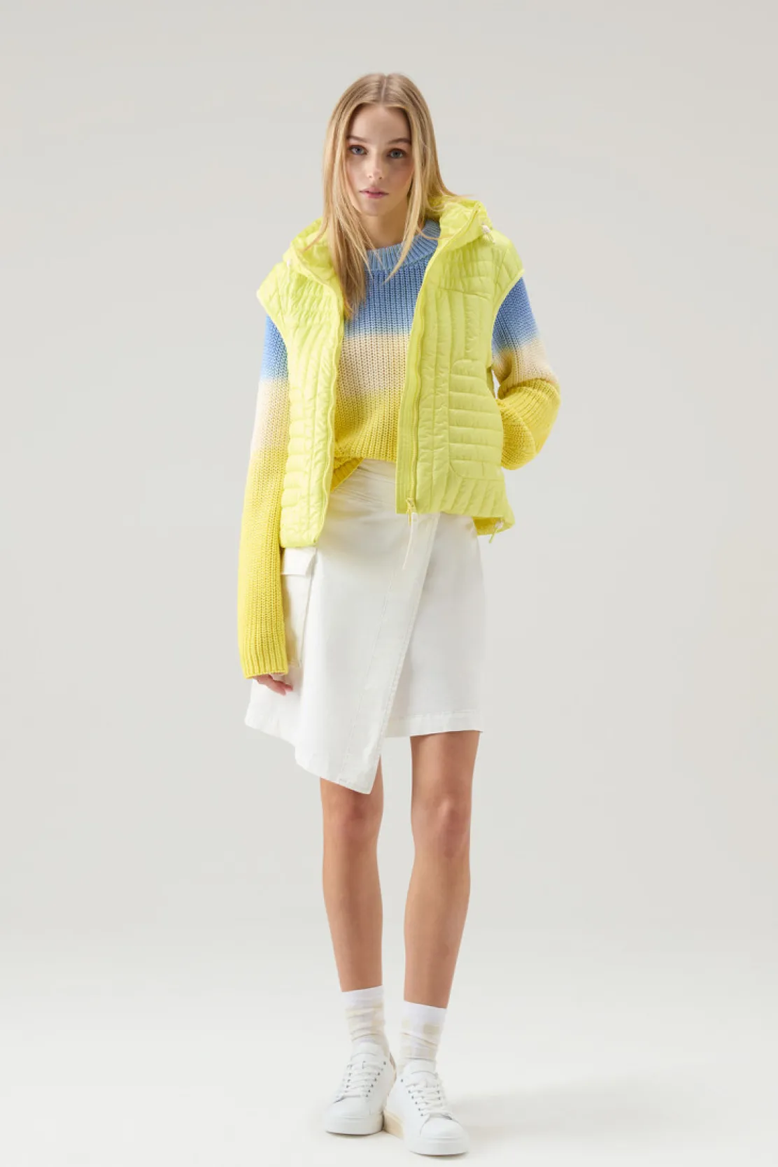Gilet>Woolrich Gilet Trapuntato In Pertex Quantum Riciclato Con Cappuccio Sunny Lemon