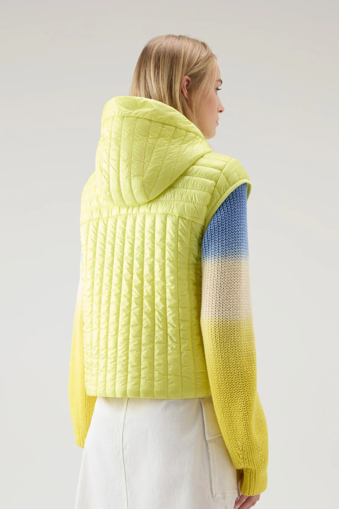 Gilet>Woolrich Gilet Trapuntato In Pertex Quantum Riciclato Con Cappuccio Sunny Lemon
