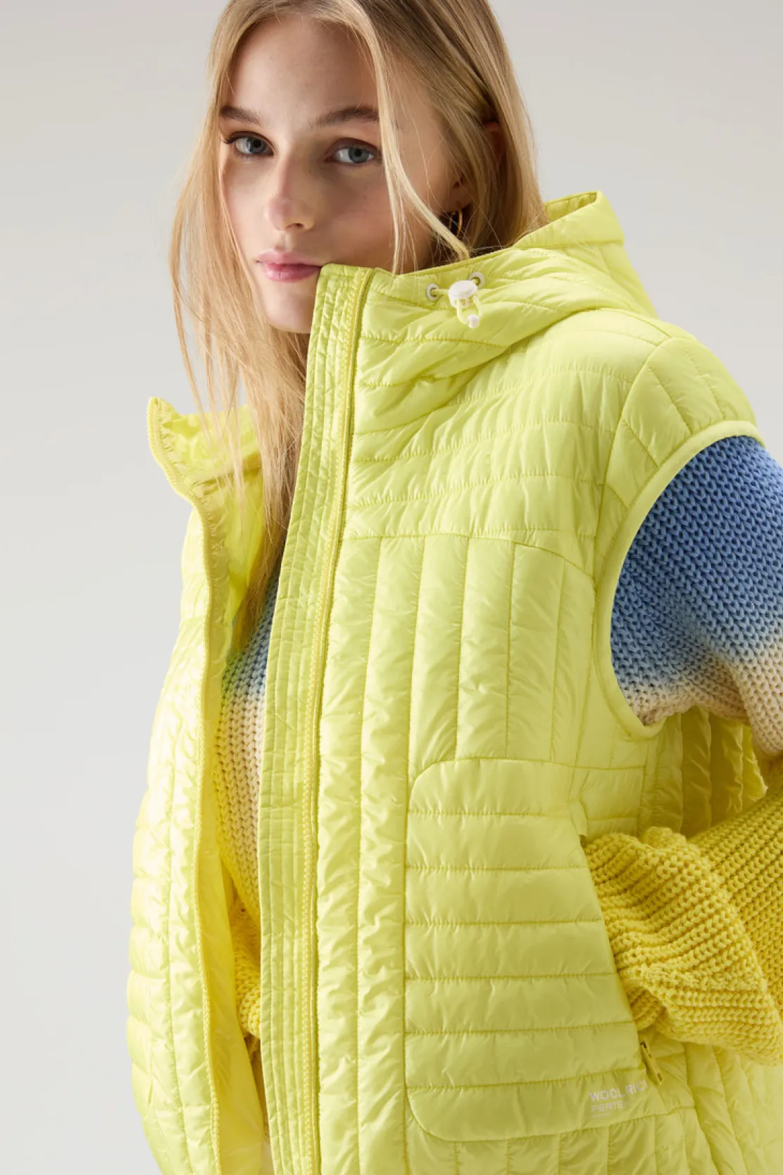 Gilet>Woolrich Gilet Trapuntato In Pertex Quantum Riciclato Con Cappuccio Sunny Lemon