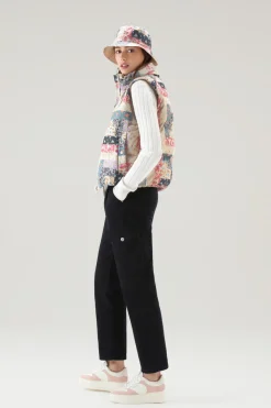 Gilet>Woolrich Gilet Trapuntato Pennsylvania Con Stampa Patchwork Cream Patchwork