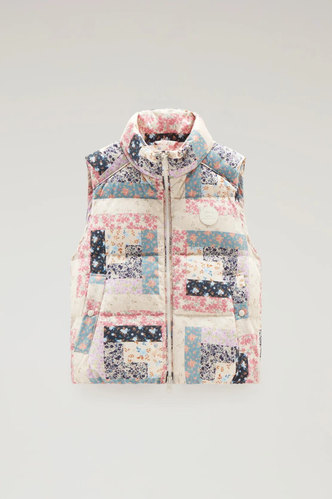 Gilet>Woolrich Gilet Trapuntato Pennsylvania Con Stampa Patchwork Cream Patchwork