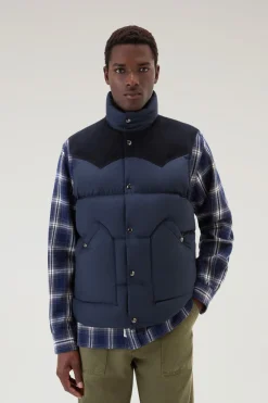 Gilet>Woolrich Gilet Western Trapuntato Melton Blue