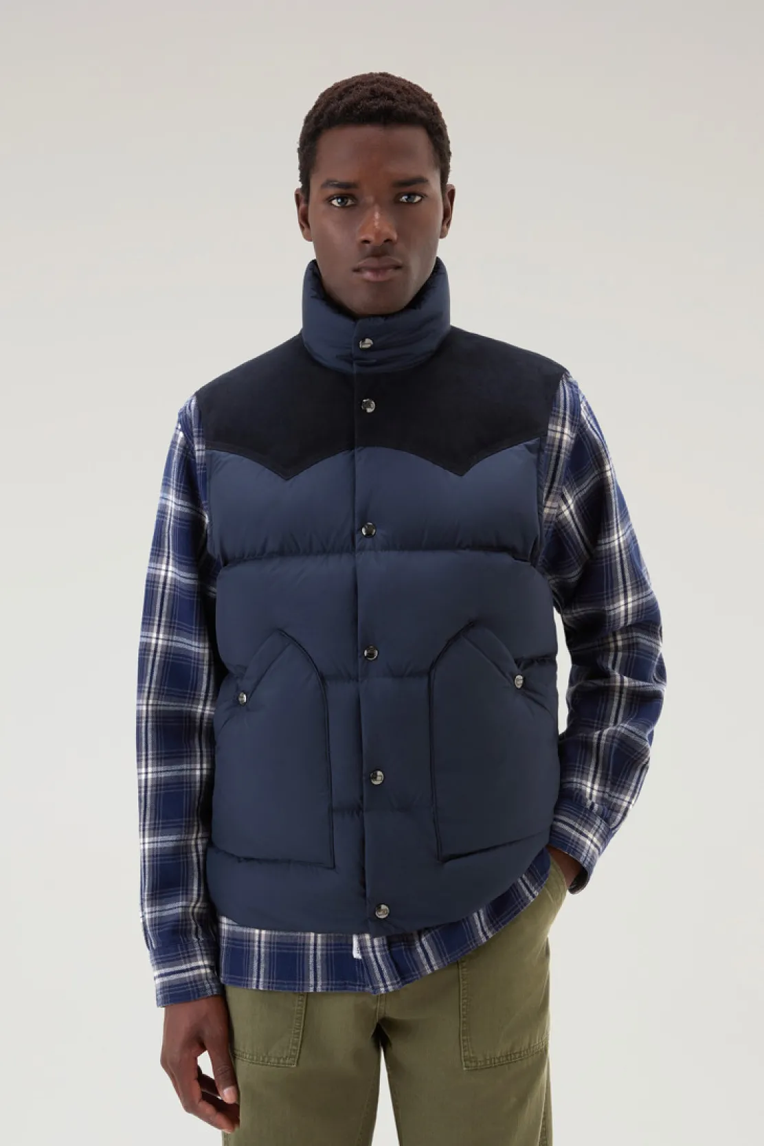 Gilet>Woolrich Gilet Western Trapuntato Melton Blue