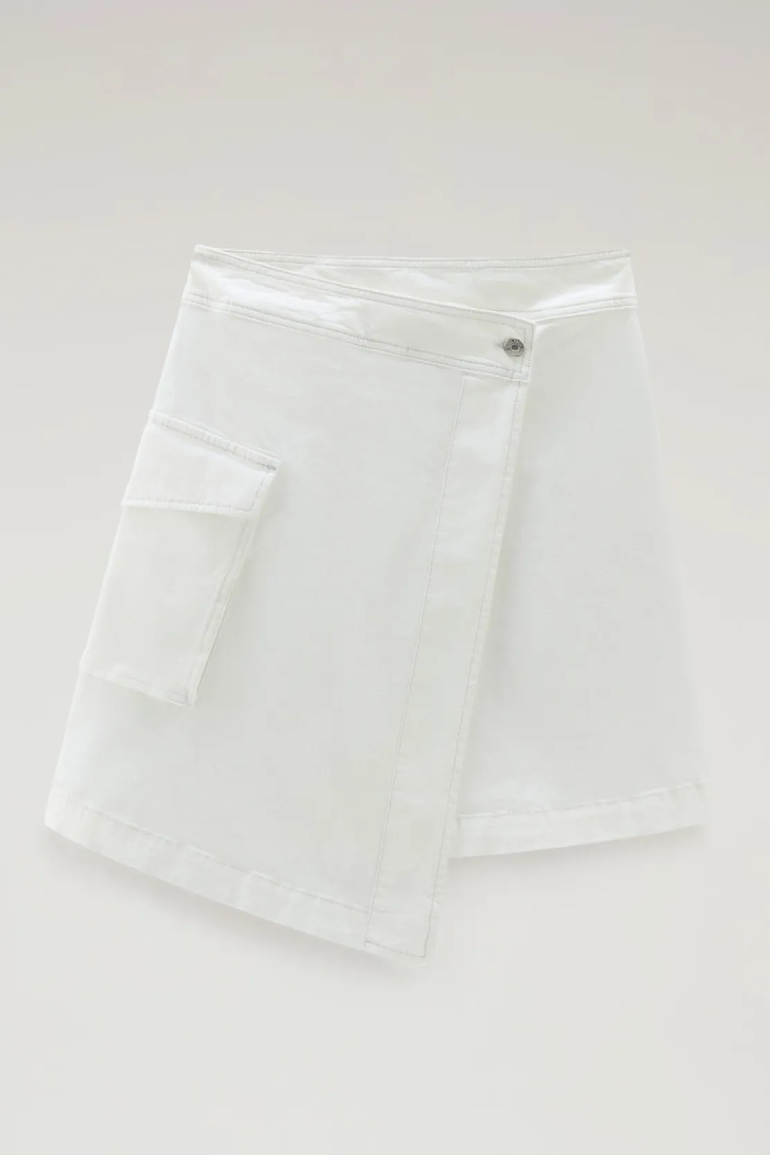 Vestiti e gonne>Woolrich Gonna Cargo A Portafoglio Tinta In Capo In Twill Di Cotone Plaster White