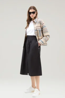 Vestiti e gonne>Woolrich Gonna Midi In Popeline Di Puro Cotone Black