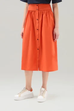 Vestiti e gonne>Woolrich Gonna Midi In Popeline Di Puro Cotone Koi