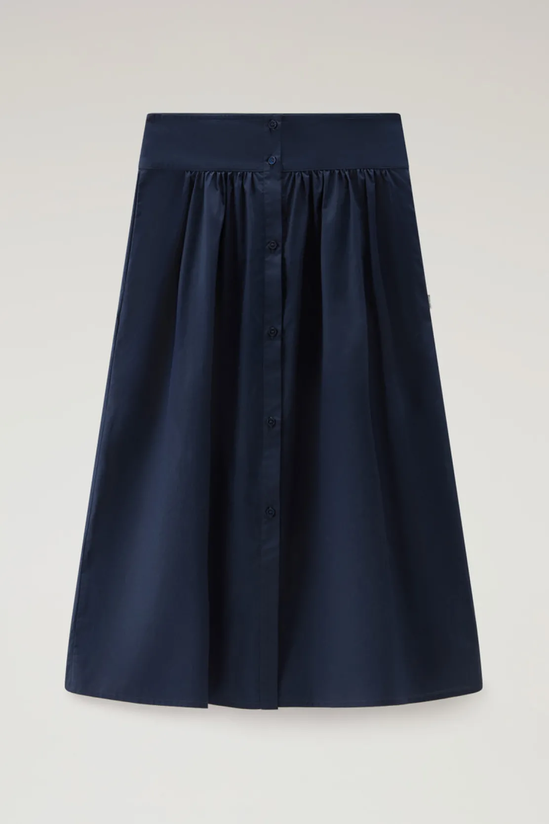 Vestiti e gonne>Woolrich Gonna Midi In Popeline Di Puro Cotone Melton Blue