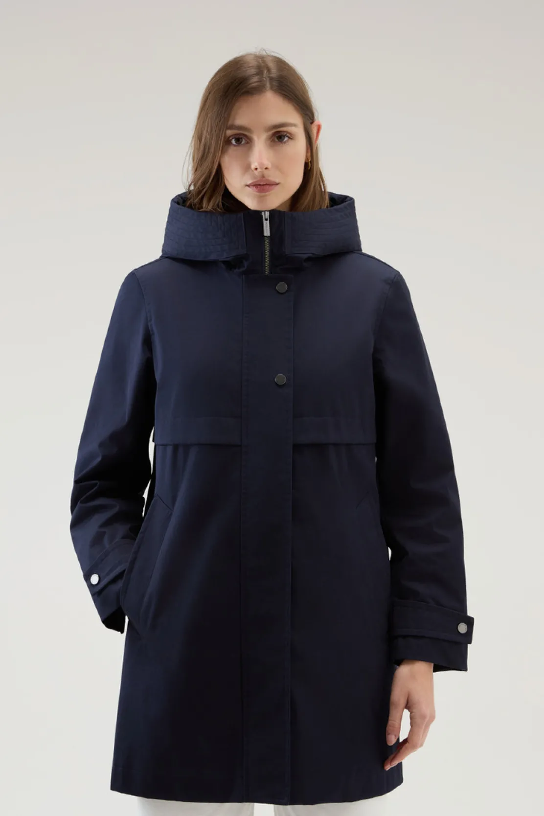 Parka>Woolrich Havice Parka Leggero In Best Cotton Melton Blue