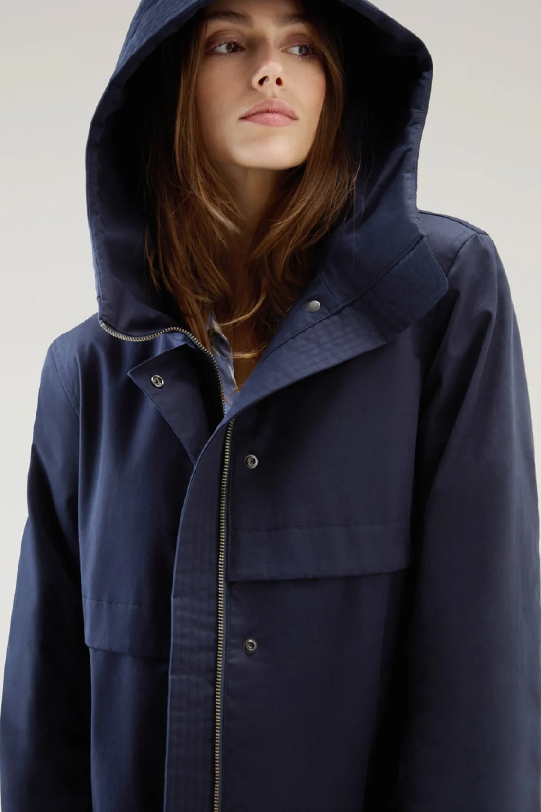 Parka>Woolrich Havice Parka Leggero In Best Cotton Melton Blue