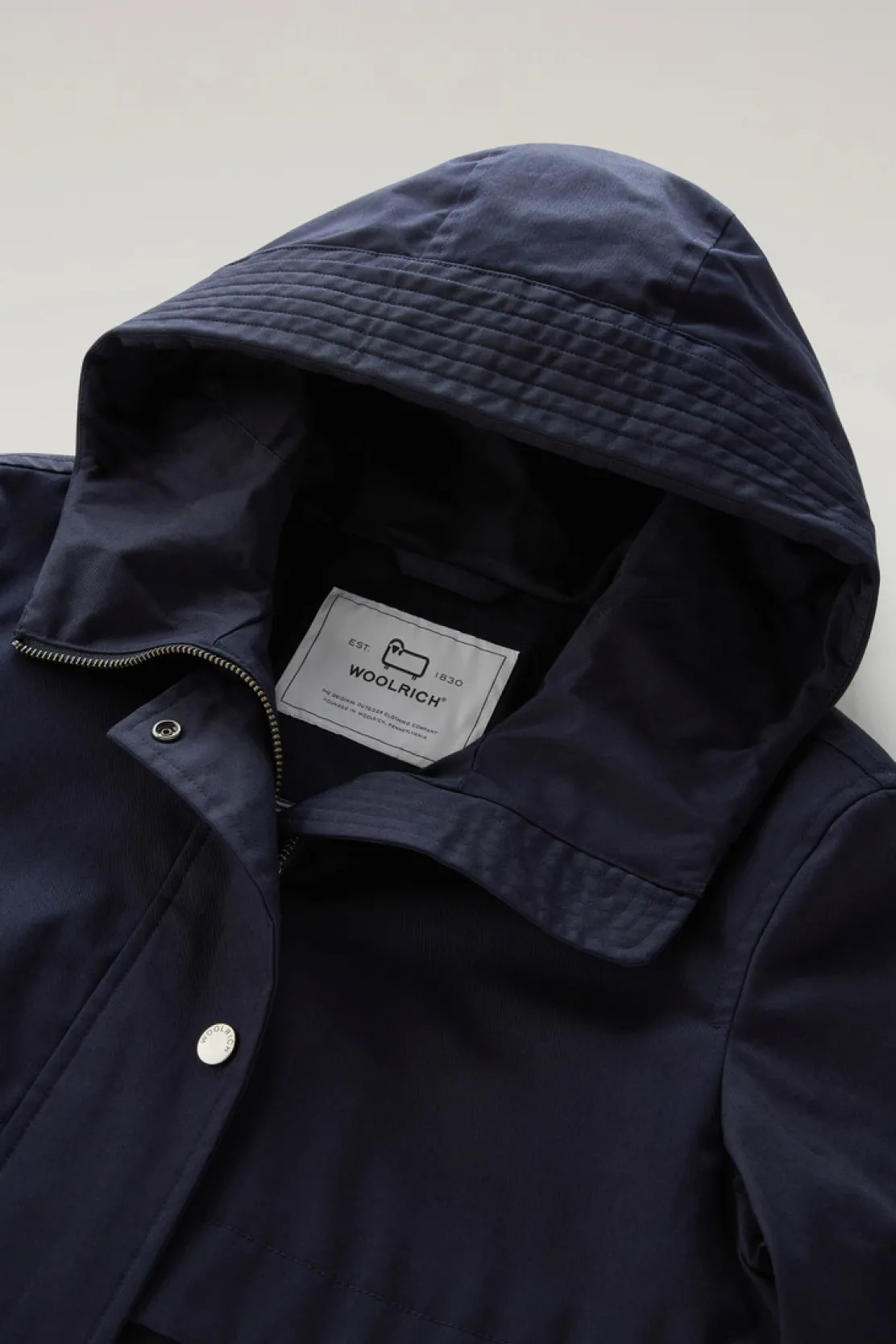 Parka>Woolrich Havice Parka Leggero In Best Cotton Melton Blue