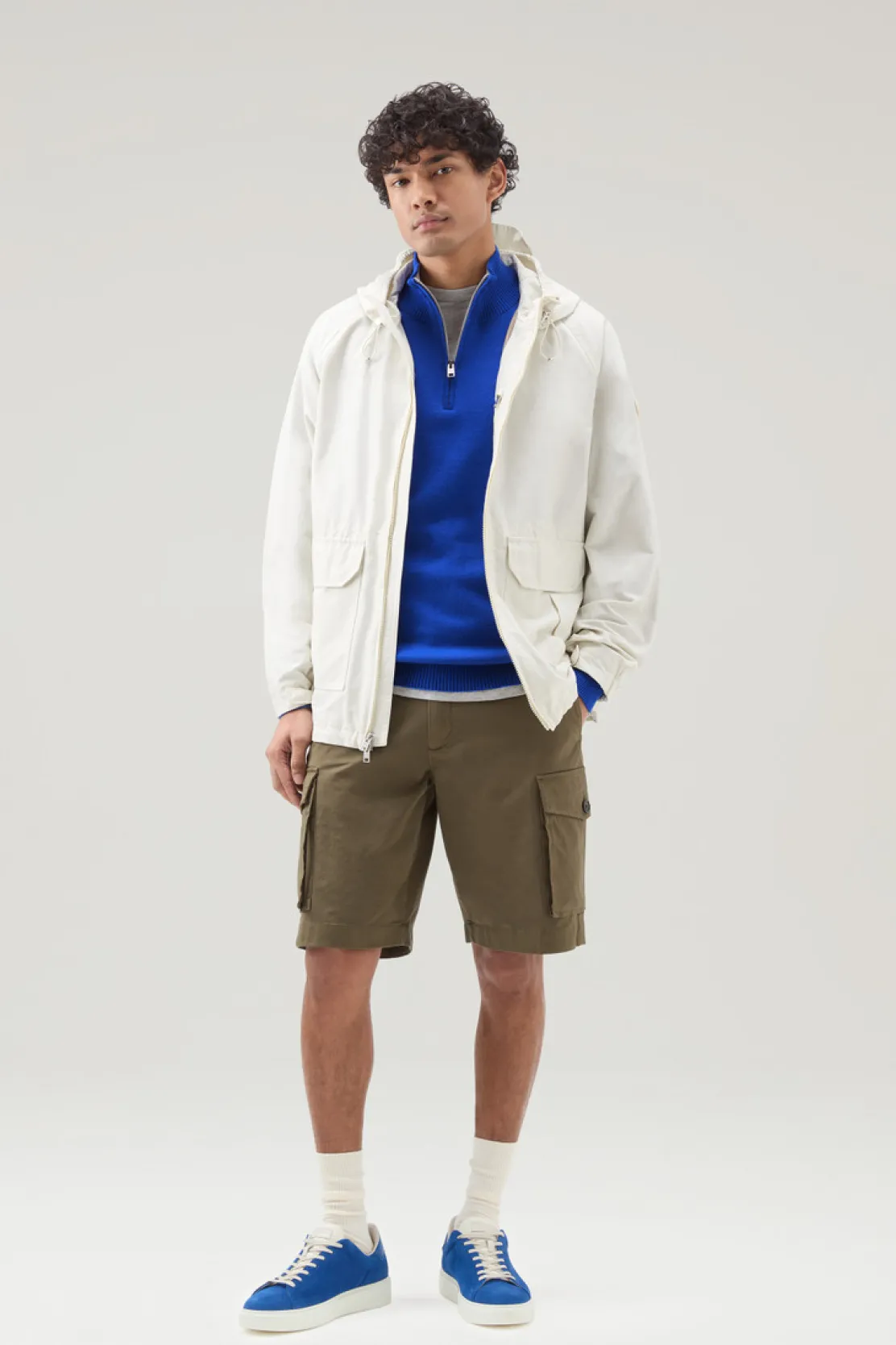 Maglieria>Woolrich Maglia A Collo Alto Con Mezza Zip Snorkel Blue