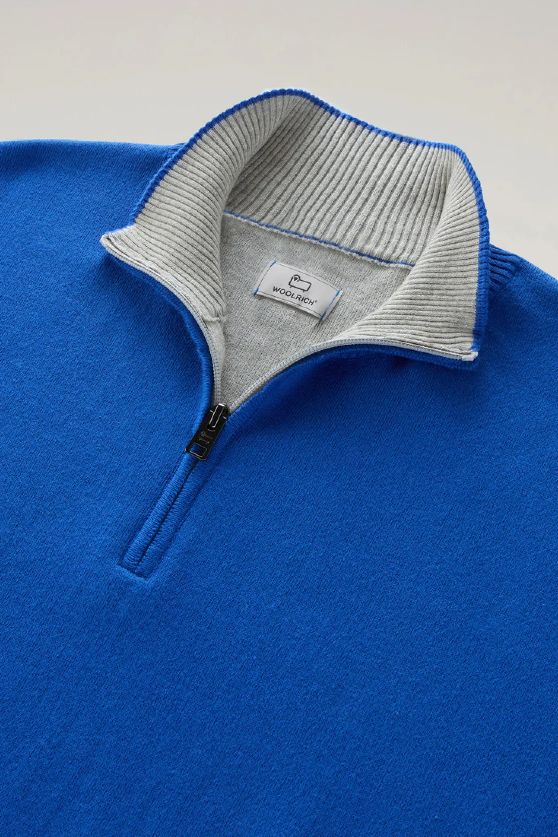 Maglieria>Woolrich Maglia A Collo Alto Con Mezza Zip Snorkel Blue