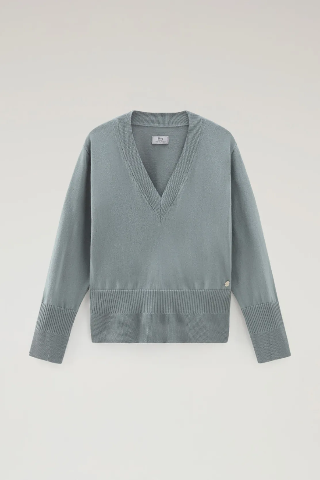 Maglieria>Woolrich Maglia Con Scollo A V In Cotone E Cashmere Sage