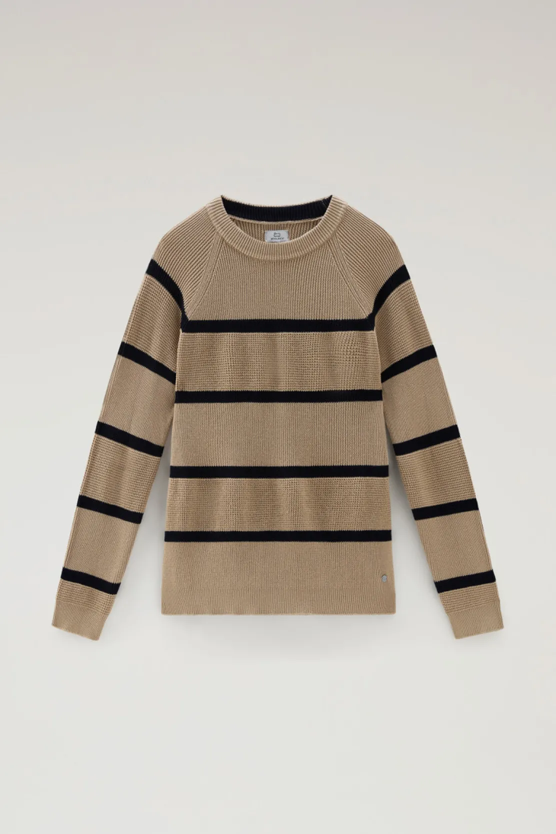 Maglieria>Woolrich Maglia Girocollo A Righe In Puro Cotone Beach Sand Stripe