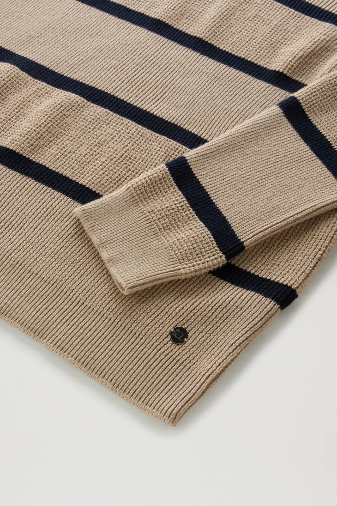 Maglieria>Woolrich Maglia Girocollo A Righe In Puro Cotone Beach Sand Stripe
