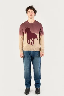 One Of These Days / Woolrich|Maglieria>Woolrich Maglia Girocollo In Misto Cotone Con Effetto Ombré - One Of These Days / Sand
