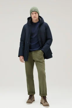 Maglieria>Woolrich Maglia Girocollo In Misto Lana Merino Melton Blue
