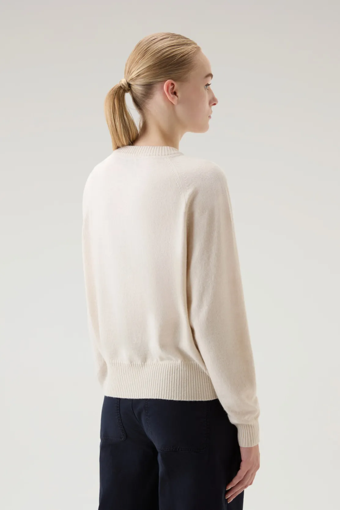 Maglieria>Woolrich Maglia Girocollo In Misto Lana Milky Cream