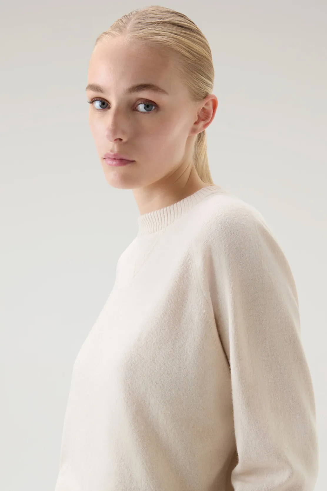 Maglieria>Woolrich Maglia Girocollo In Misto Lana Milky Cream