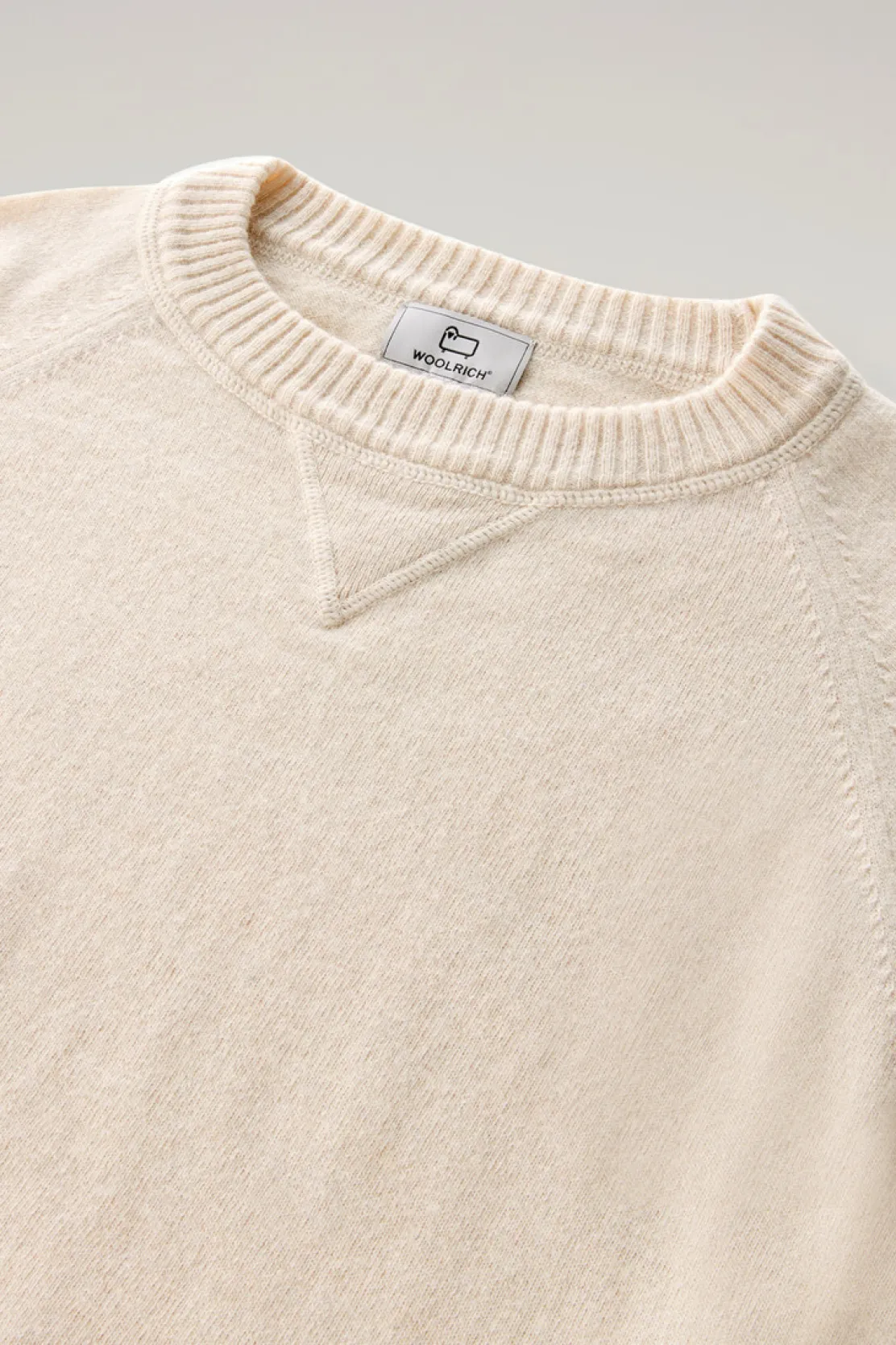 Maglieria>Woolrich Maglia Girocollo In Misto Lana Milky Cream