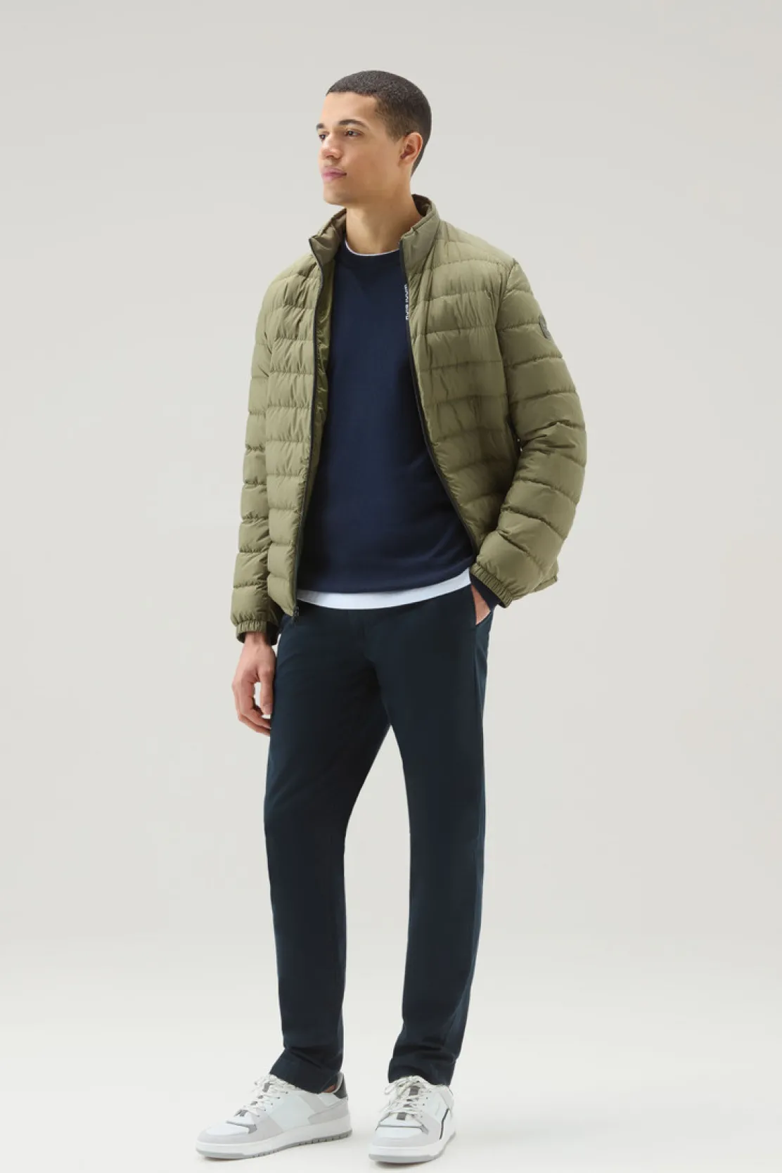 Maglieria>Woolrich Maglia Girocollo In Puro Cotone Melton Blue
